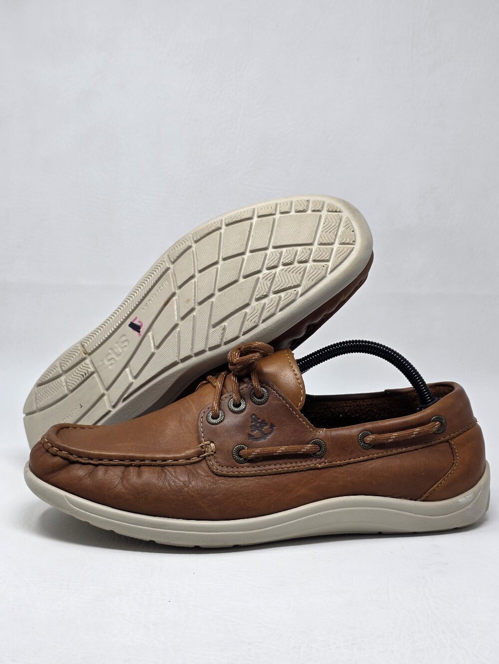 SAS Tripad Mens Decksider Boat Shoe Brown Leather Slip On Loafer Size 10M